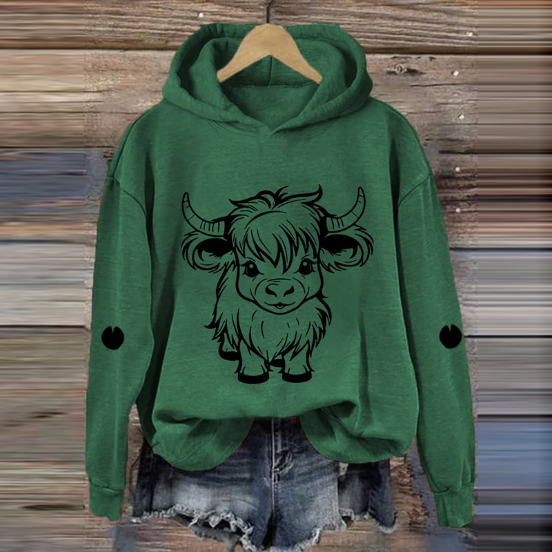 Women's Cute Highland Cow Casual Hoodie