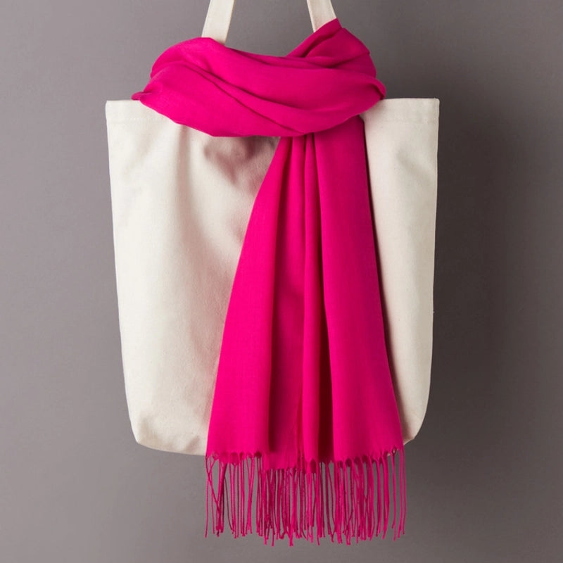 Thin Cashmere Scarf Solid Color Tassel Shawl LOGO Gift Scarf Factory Direct