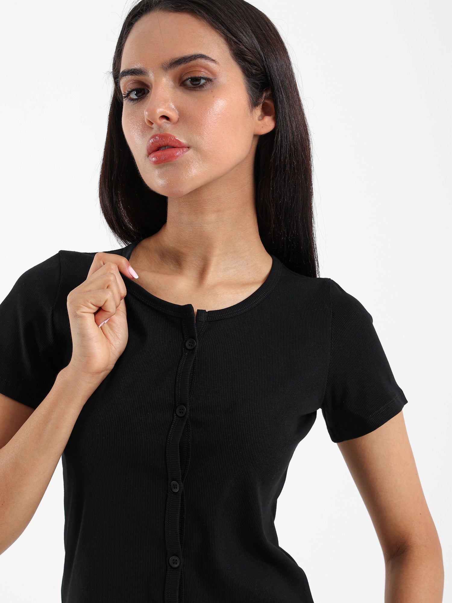Ribbed Short Sleeve Fitted Cardigan