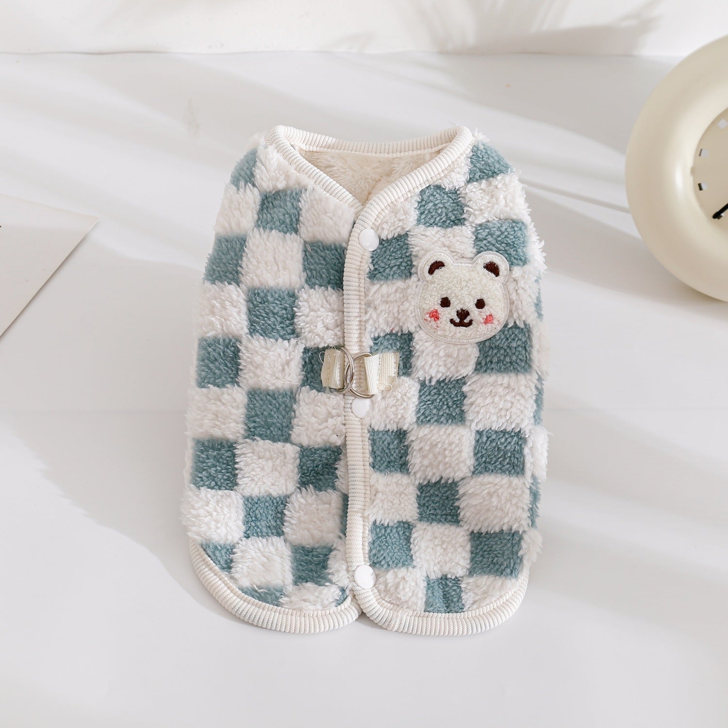 Chequered Fleece Dog Cat Jacket Vest