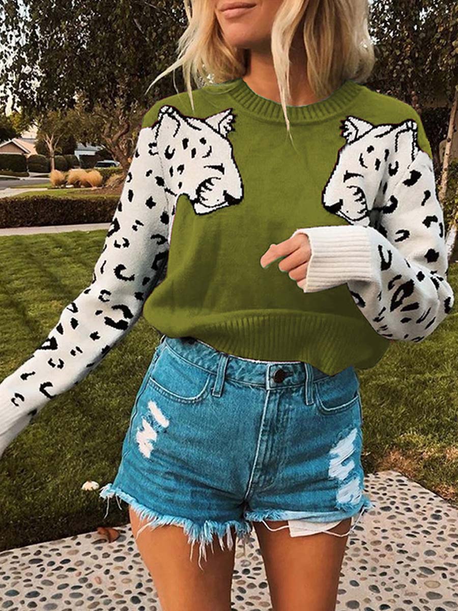 Snow Leopard Knit Sweater