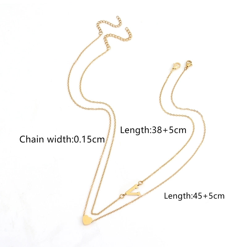Elegant Minimalist Classic Style Letter Heart Shape 201 Stainless Steel 304 Stainless Steel Pendant Necklace
