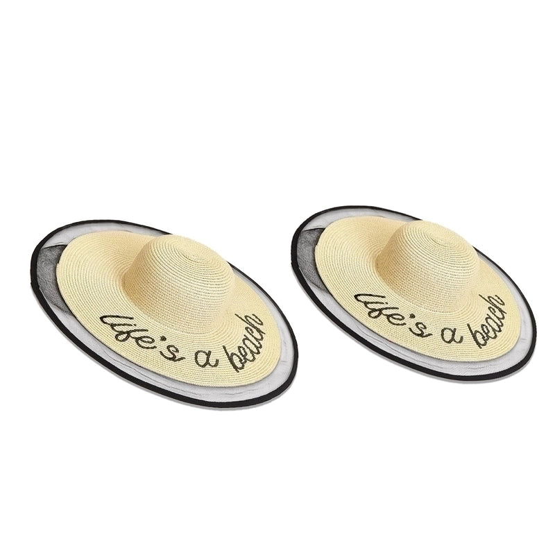 Simple Wide-brimmed New Trend Sequin Embroidery Lace Edge Straw Hat