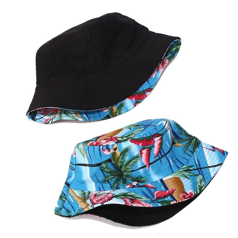 Women's Minimalist Flower Printing Flat Eaves Bucket Hat