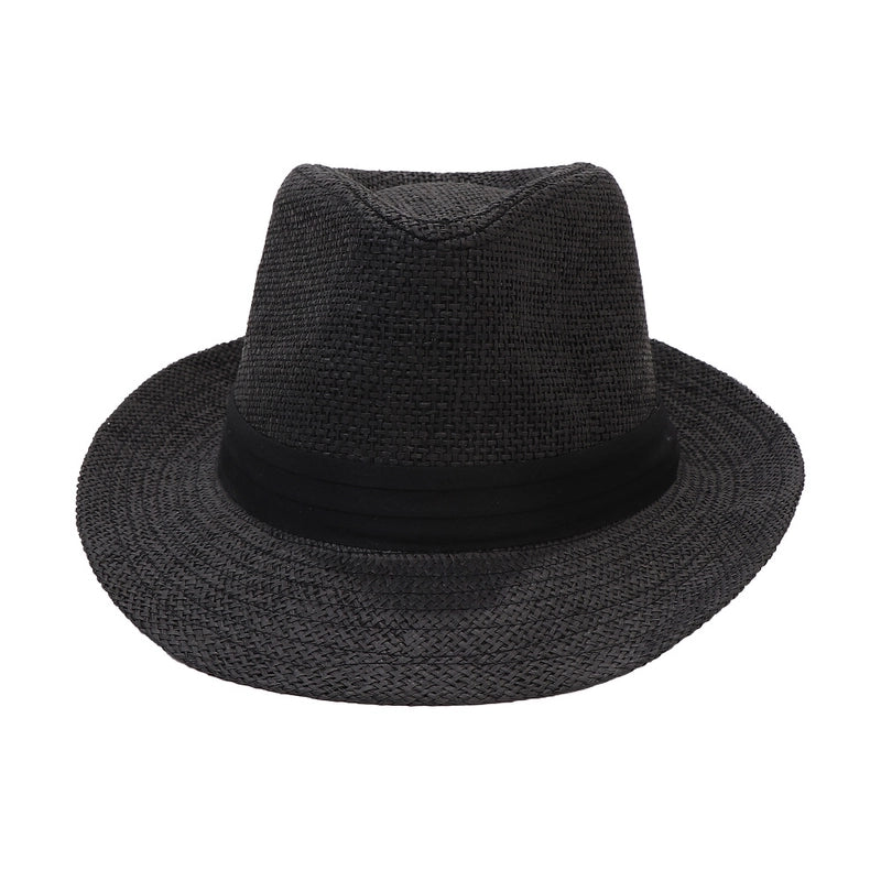 New Summer Men's Fashion Cool Breathable Straw Hat Outdoor Travel Black Belt Style Gift Hat