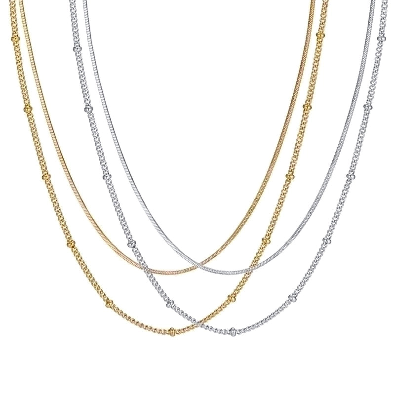 201 Stainless Steel IG Style Minimalist Plating Solid Color Double Layer Necklaces