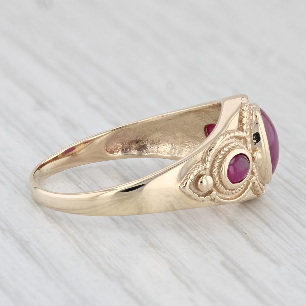 Oval Ruby Cabochon Ring 10k Yellow Gold Size 10