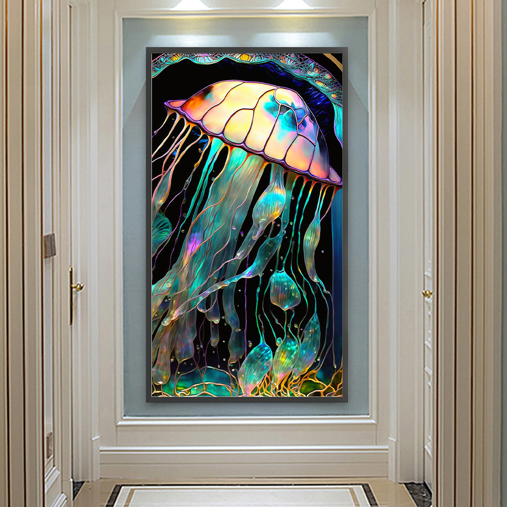 (Limited Stock)Diamond Painting - Full Round - Stained Glass Jellyfish