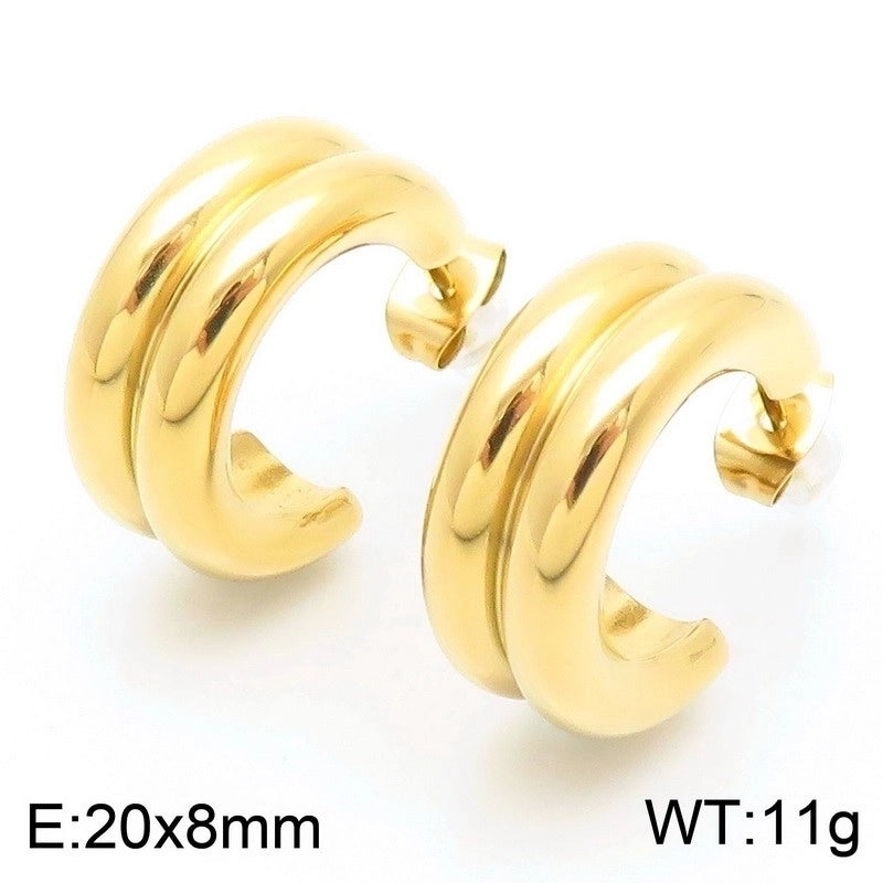 1 Pair Minimalist Solid Color 304 Stainless Steel 18K Gold Plated Ear Studs