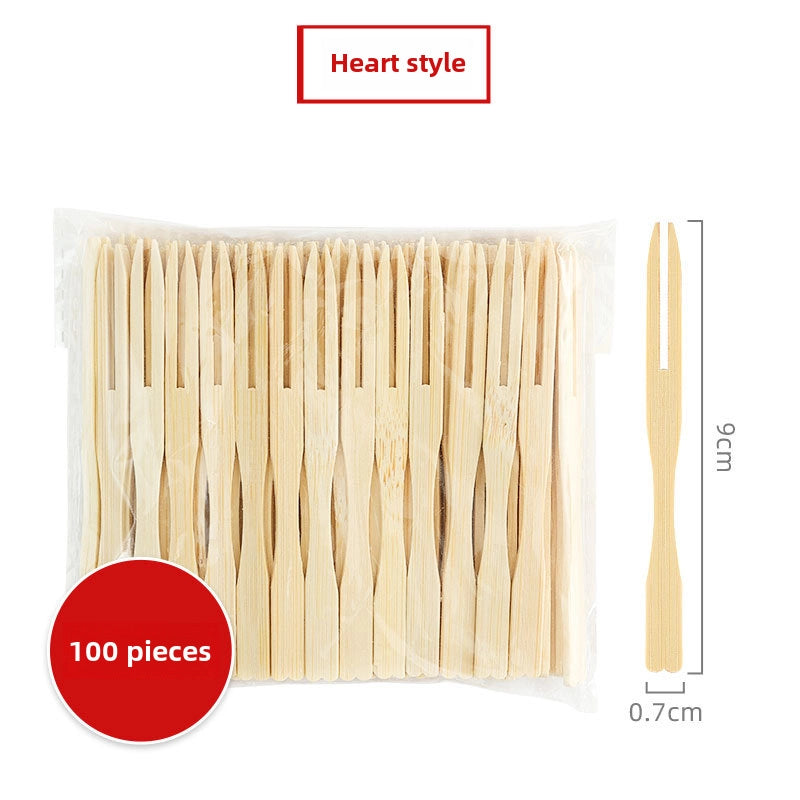 Bamboo Fruit Fork Disposable Children Heart-shaped Bamboo Fork KTV Bar Club Home Snack Fork Manufacturers