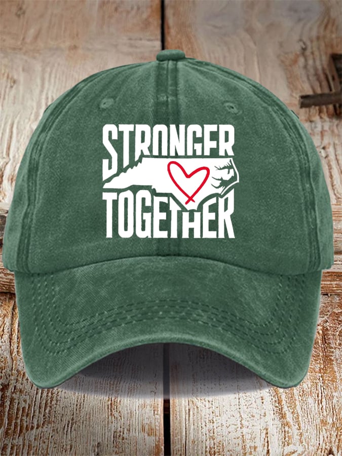 Unisex Distressed Washed Cotton Stronger Together Hat