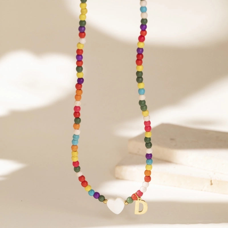 Cute Geometric 304 Stainless Steel Beaded Chain Pendant Necklace