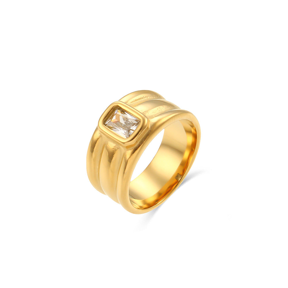 Minimalist Women Circle Geometric Stainless Steel 18K Gold Plated Rings
