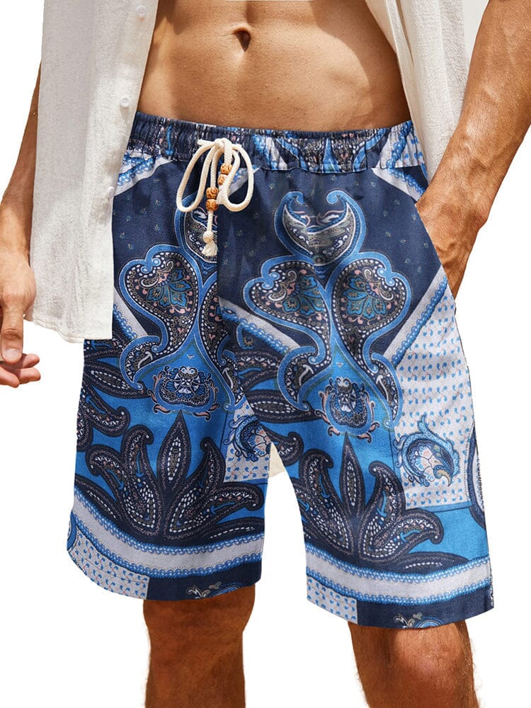 Casual Printed Linen Holiday Shorts (US Only)