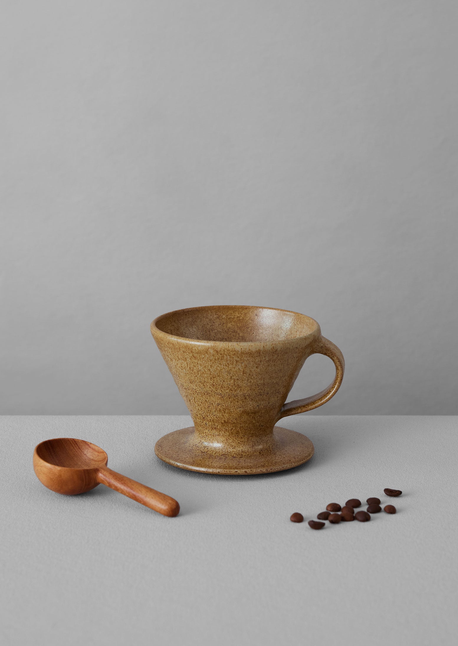 Pottery West Coffee Dripper And Scoop | Mustard