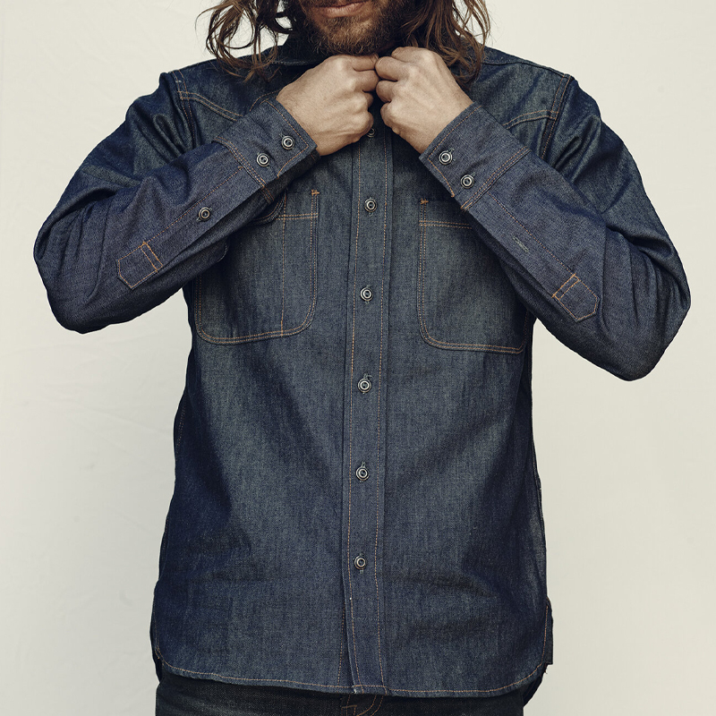 American Vintage Denim Long Sleeve Casual Shirt