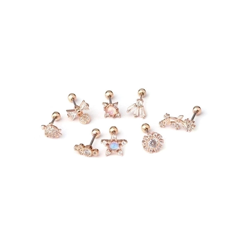 Ear Cartilage Rings & Studs Geometric Copper Plating Artificial Gemstones