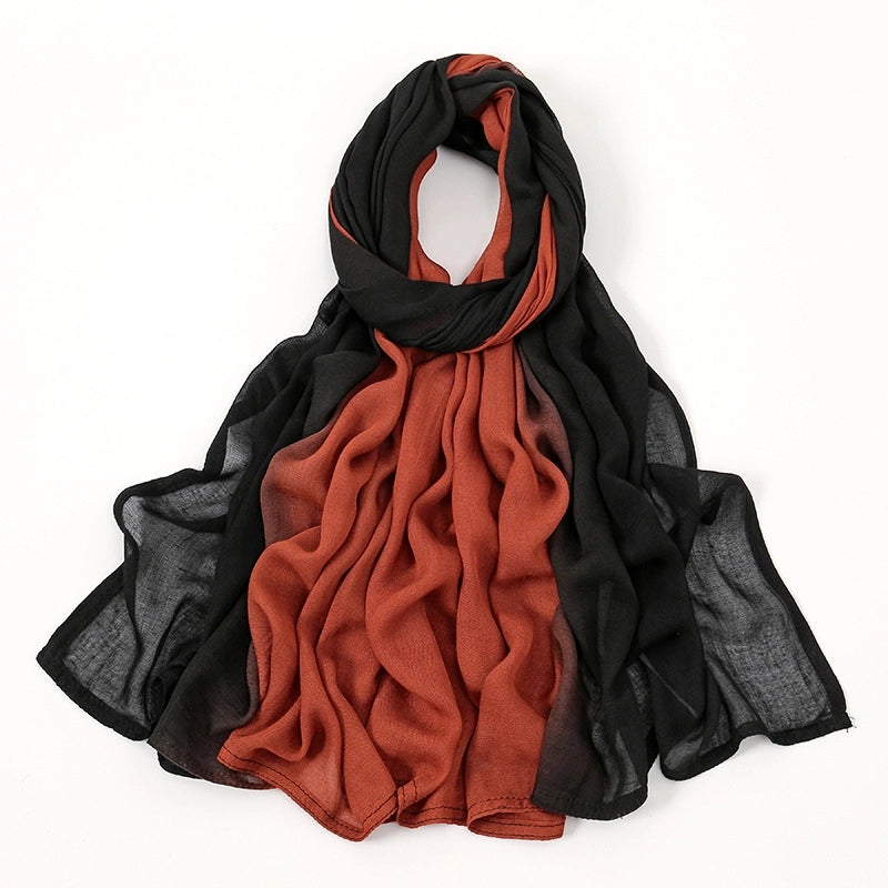 Women's Minimalist Color Block Rayon Printing Kerchief