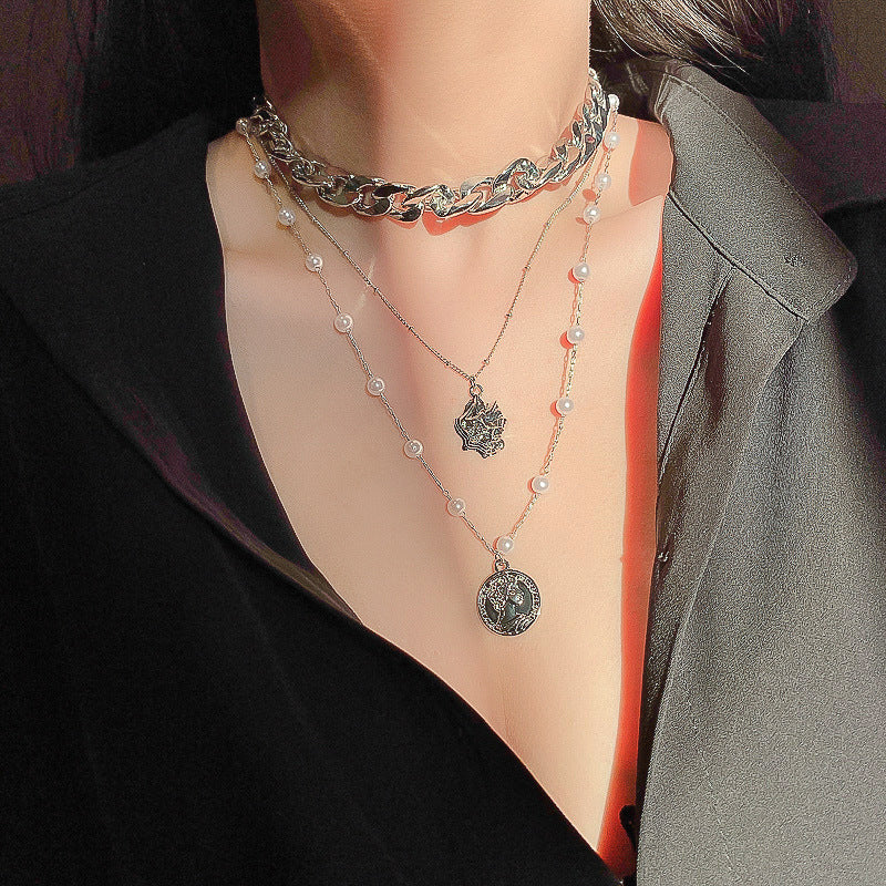 Three-layer chain necklace KF81653