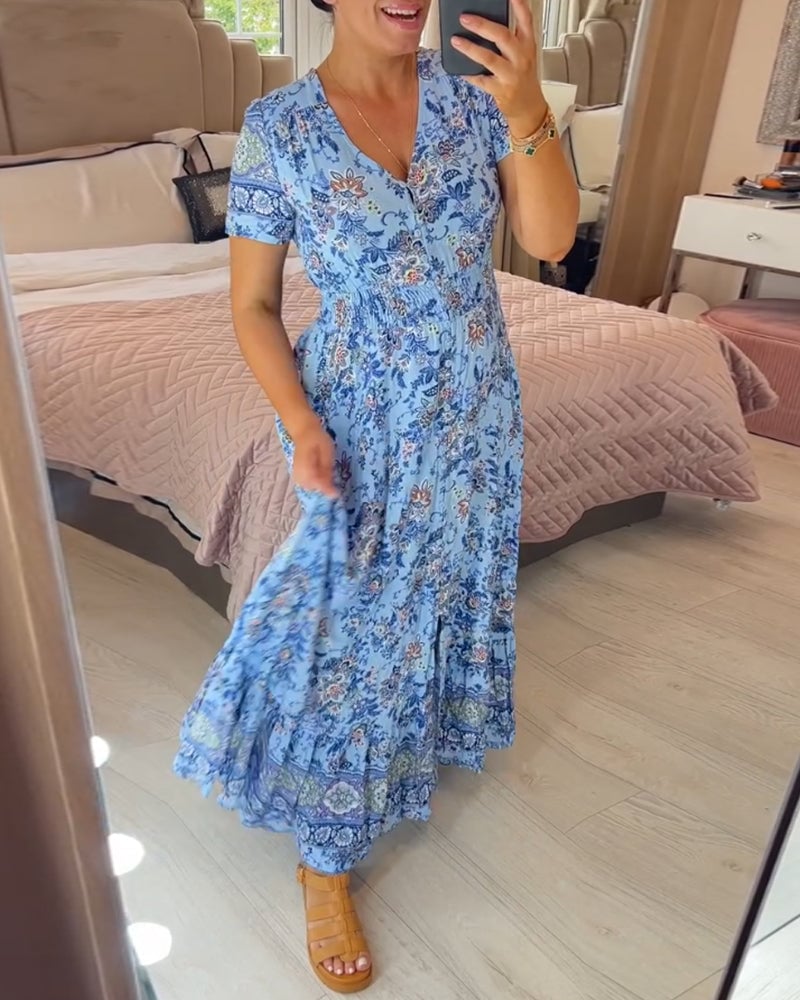 🎁LAST DAY SALE-49% OFF🎁Floral Print V-neck Dress