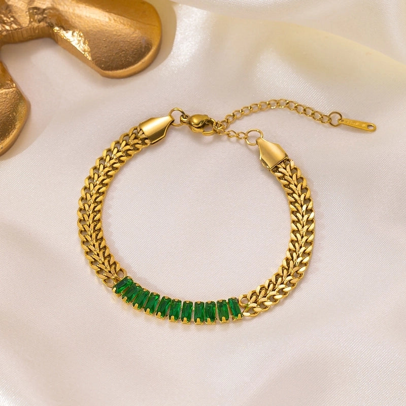 Hip-Hop Retro Solid Color Titanium Steel Plating Jewelry Set