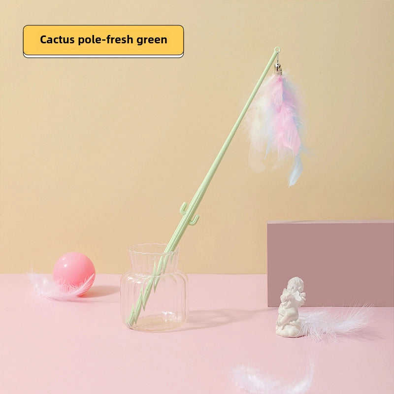 Upgrade Glue Suction Cup Steel Wire Rod Feather Tease Cat Stick Cat Self-Hi Relief Mi Toy Supplies