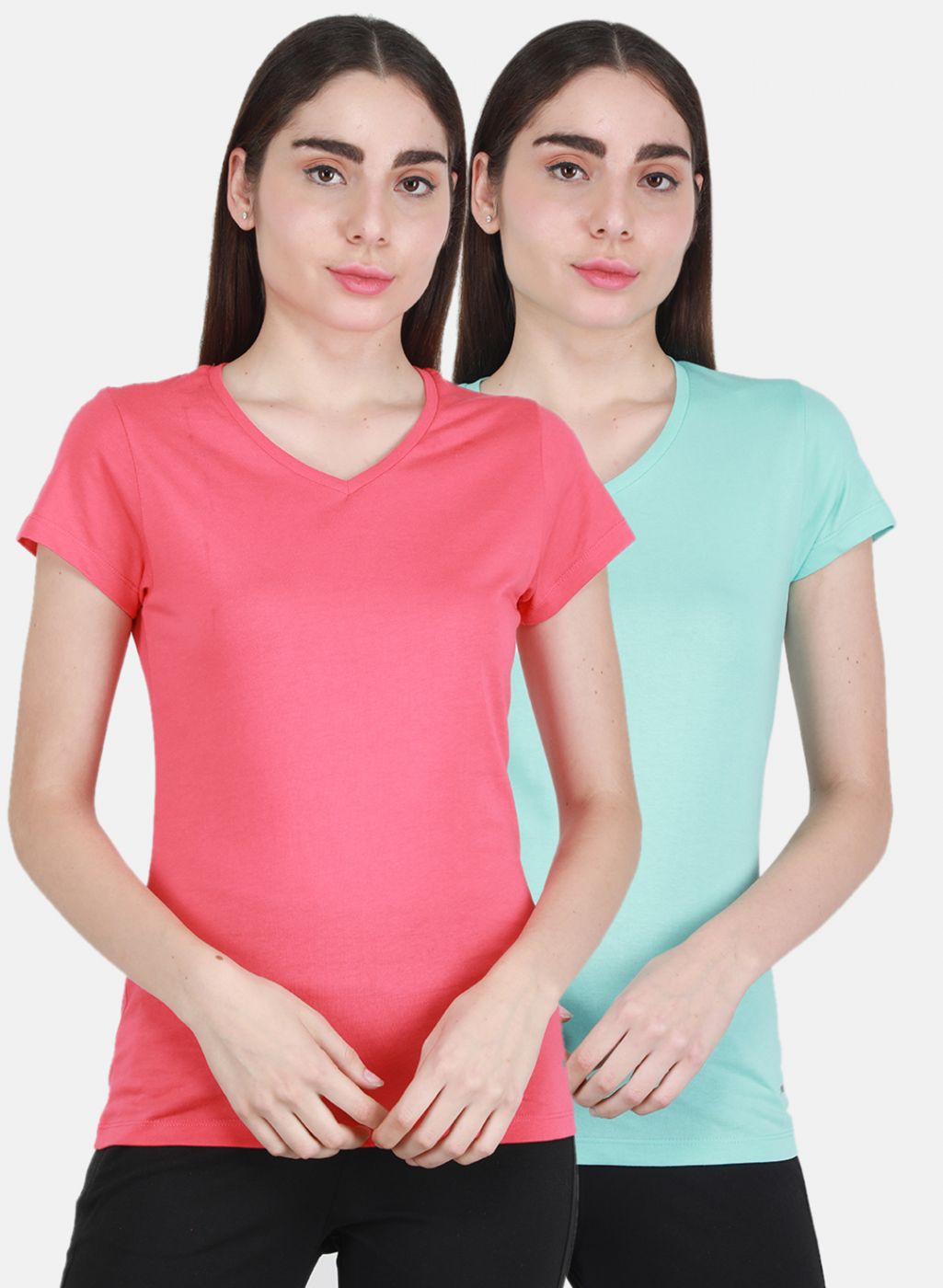 Women Pink & Aqua Blue Solid Top 2 Pc Set