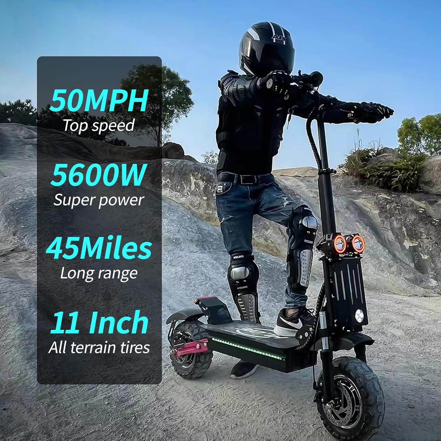 Electric Scooter for Adults Peak 5600W Dual Motor Up to 50MPH,Battery Range to 45Miles Fast Sports Escooter 11