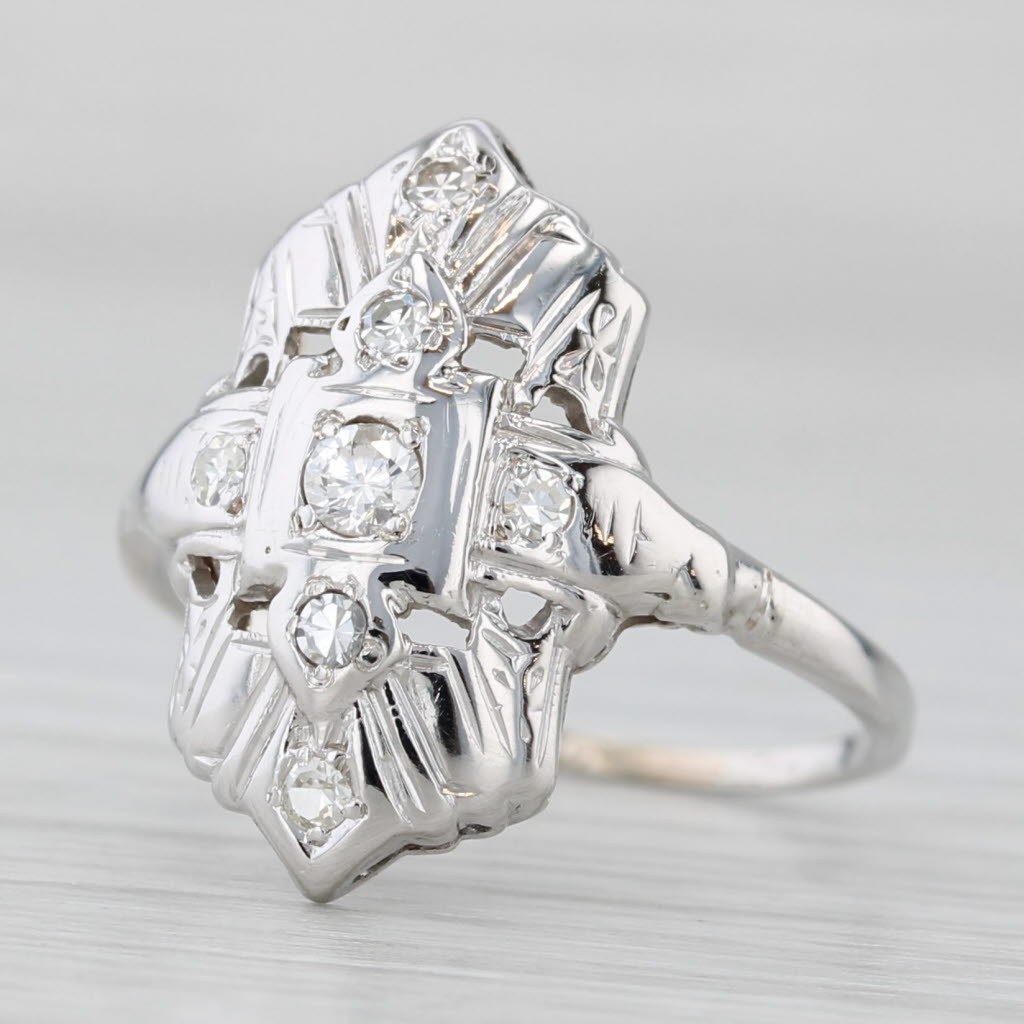 Vintage 0.15ctw Diamond Ring 14k White Gold Size 7