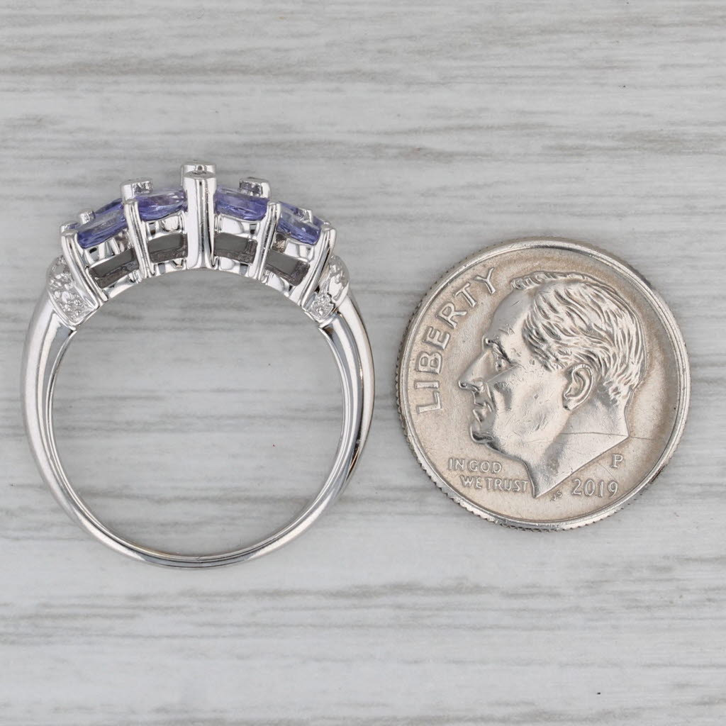 2.02ctw Tanzanite Diamond Cluster Ring 10k White Gold Size 7