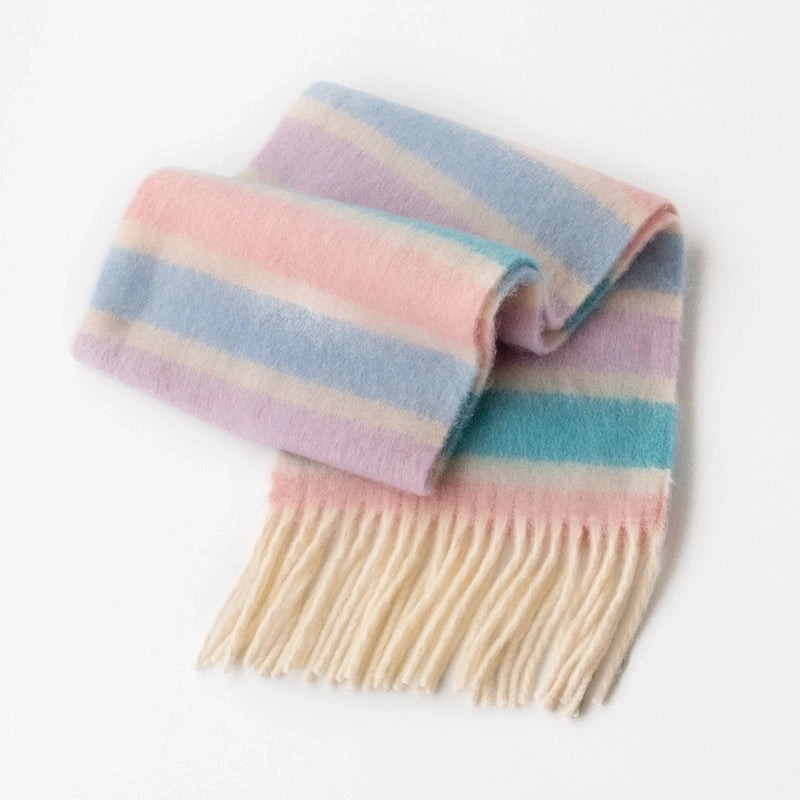 Maillard Plaid Scarf High-Grade Women's Autumn And Winter 2024 New Fluffy Large Brushed Shawl Thickened Warm Fashion