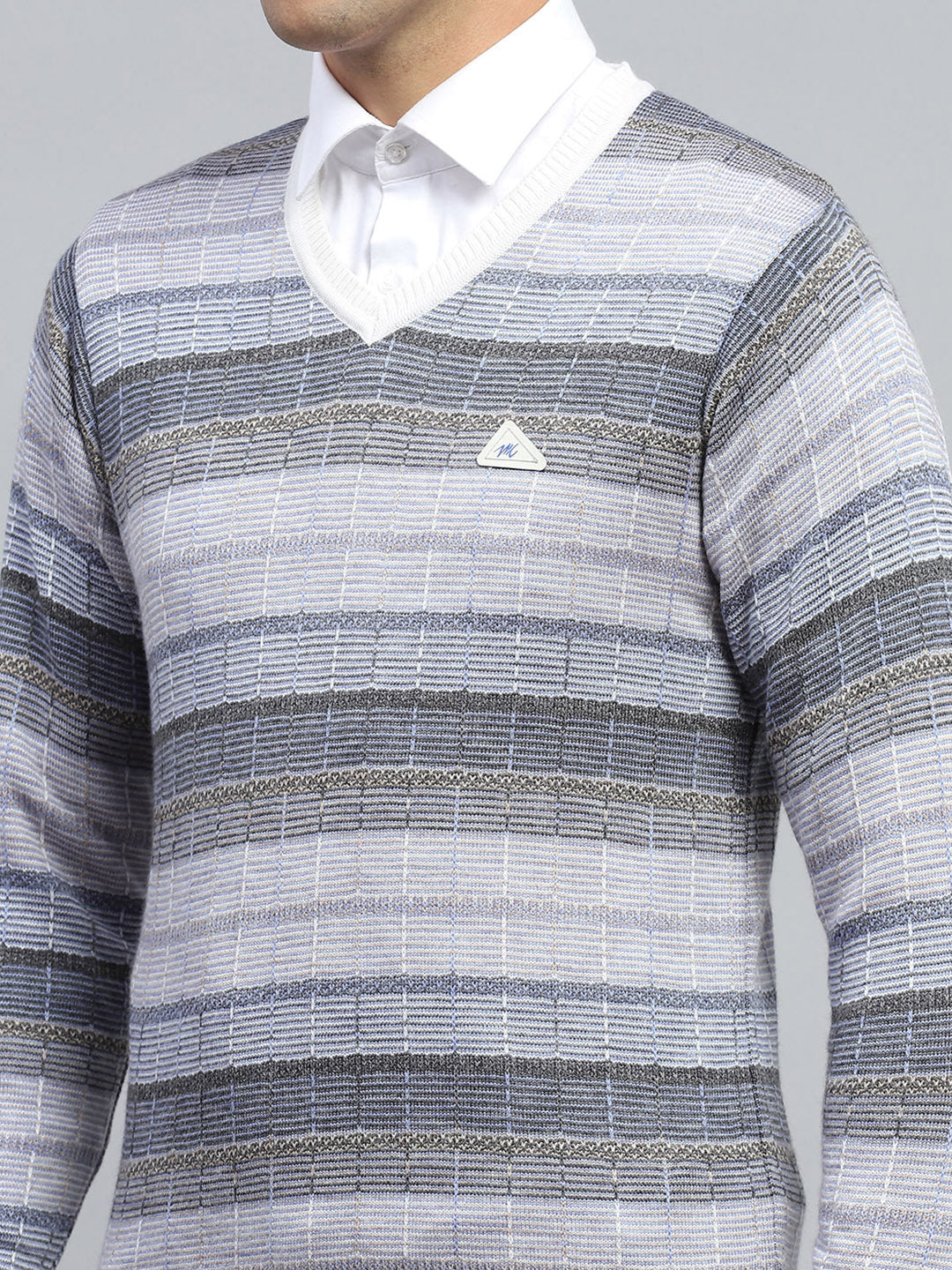 Men Multicolor Check V Neck Full Sleeve Pullover