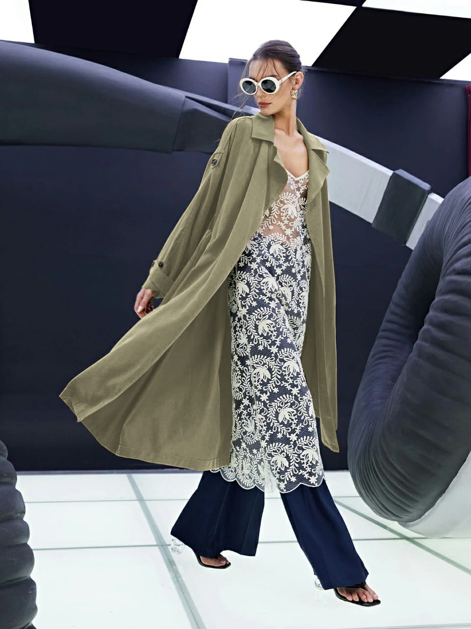 Slant Pocket Belted Trench Coat