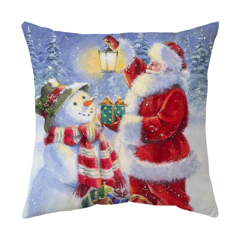 Cute Snowman Short Plush Pillow Cases
