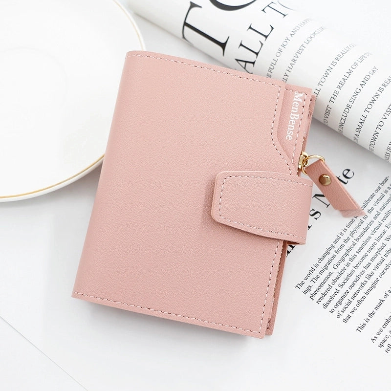 Women's Solid Color Pu Leather Zipper Buckle Wallets