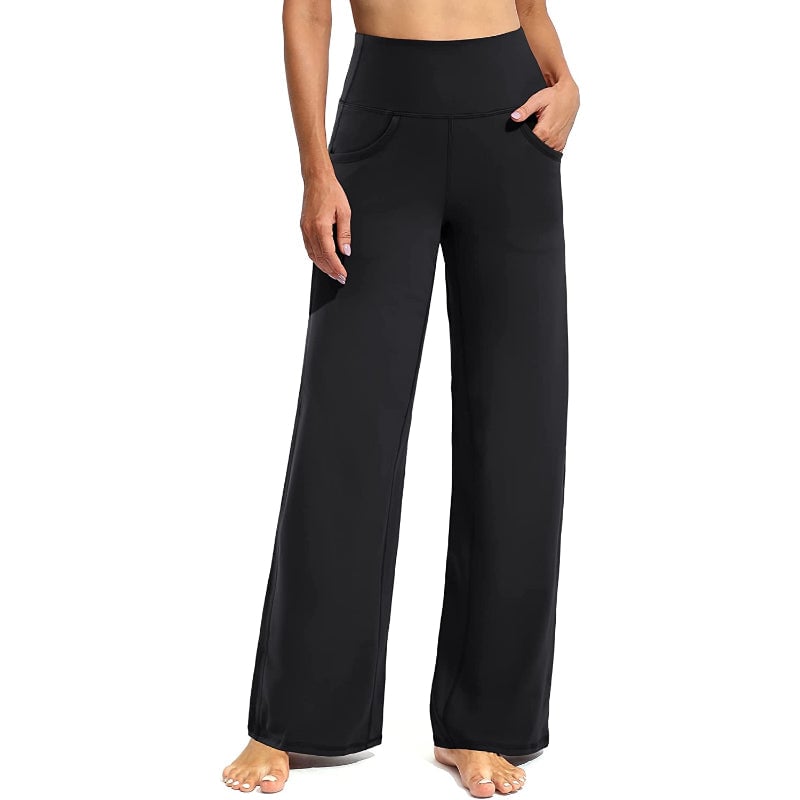 Women Wide Leg Yoga Pants High Waist Stretch Workout Sweatpants With Pockets Casual Straight Leg Pants