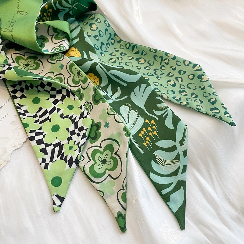 Women's Fashion Sweet Flower Satin Printing Silk Scarves