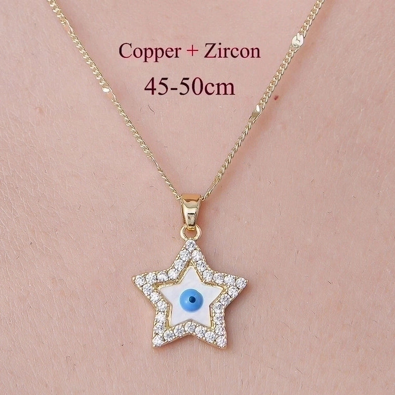 Minimalist Devil's Eye Cherry Heart Shape Stainless Steel Titanium Steel Polishing Plating Inlay Zircon Pendant Necklace