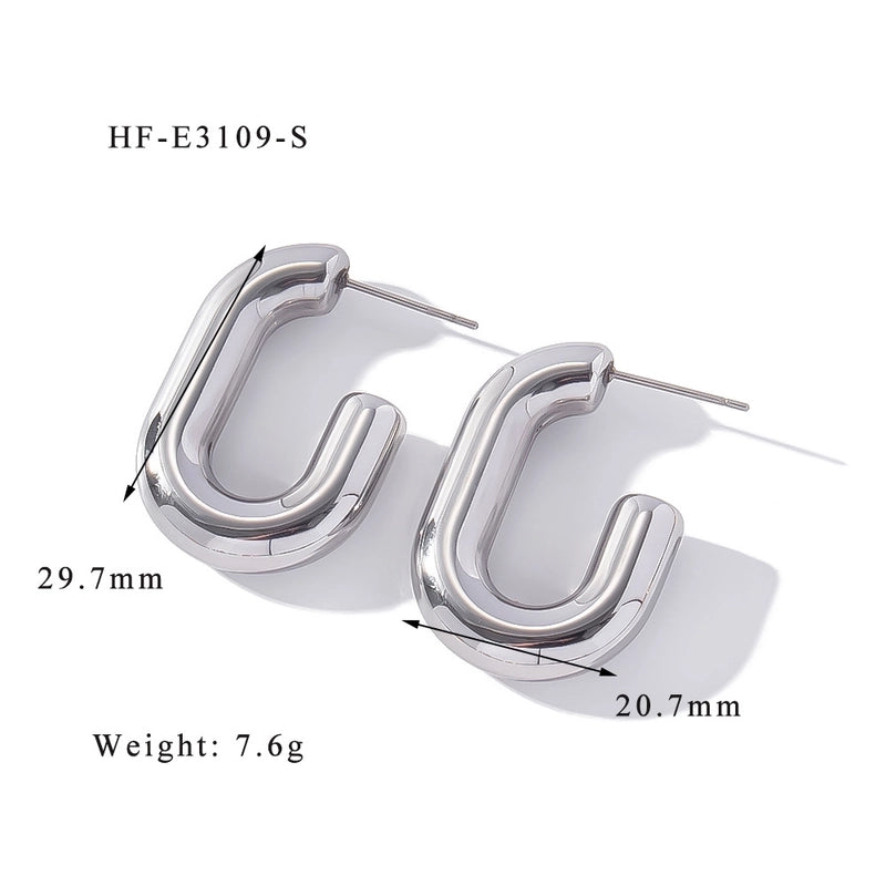 1 Pair Minimalist Classic Style U Shape Heart Shape Plating 316L Stainless Steel  Ear Studs