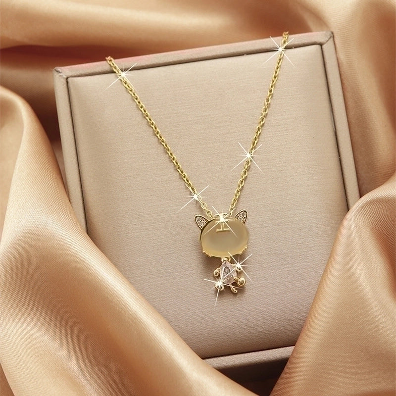 3 Pieces Lady Heart Shape Flower Titanium Steel Plating Inlay Zircon Gold Plated Pendant Necklace