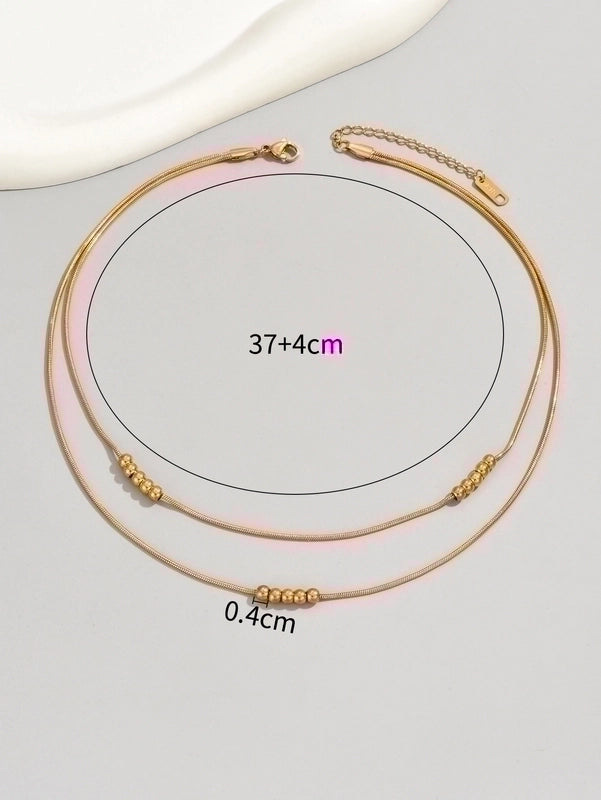 IG Style Minimalist Solid Color 304 Stainless Steel Titanium Steel 18K Gold Plated Plating Layered Necklaces