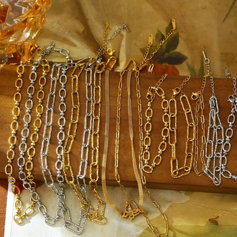 Elegant Hip-Hop Commute Butterfly Chain 304 Stainless Steel 18K Gold Plated White Gold Plated Jewelry Set