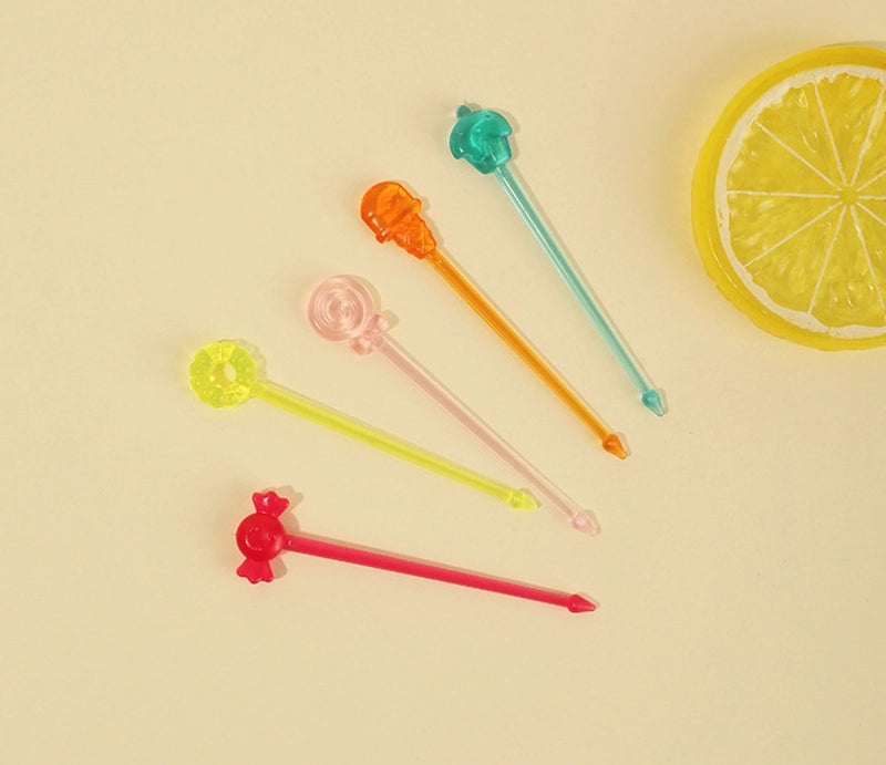 Cute Cartoon Plastic Fruit Fork 1 Set