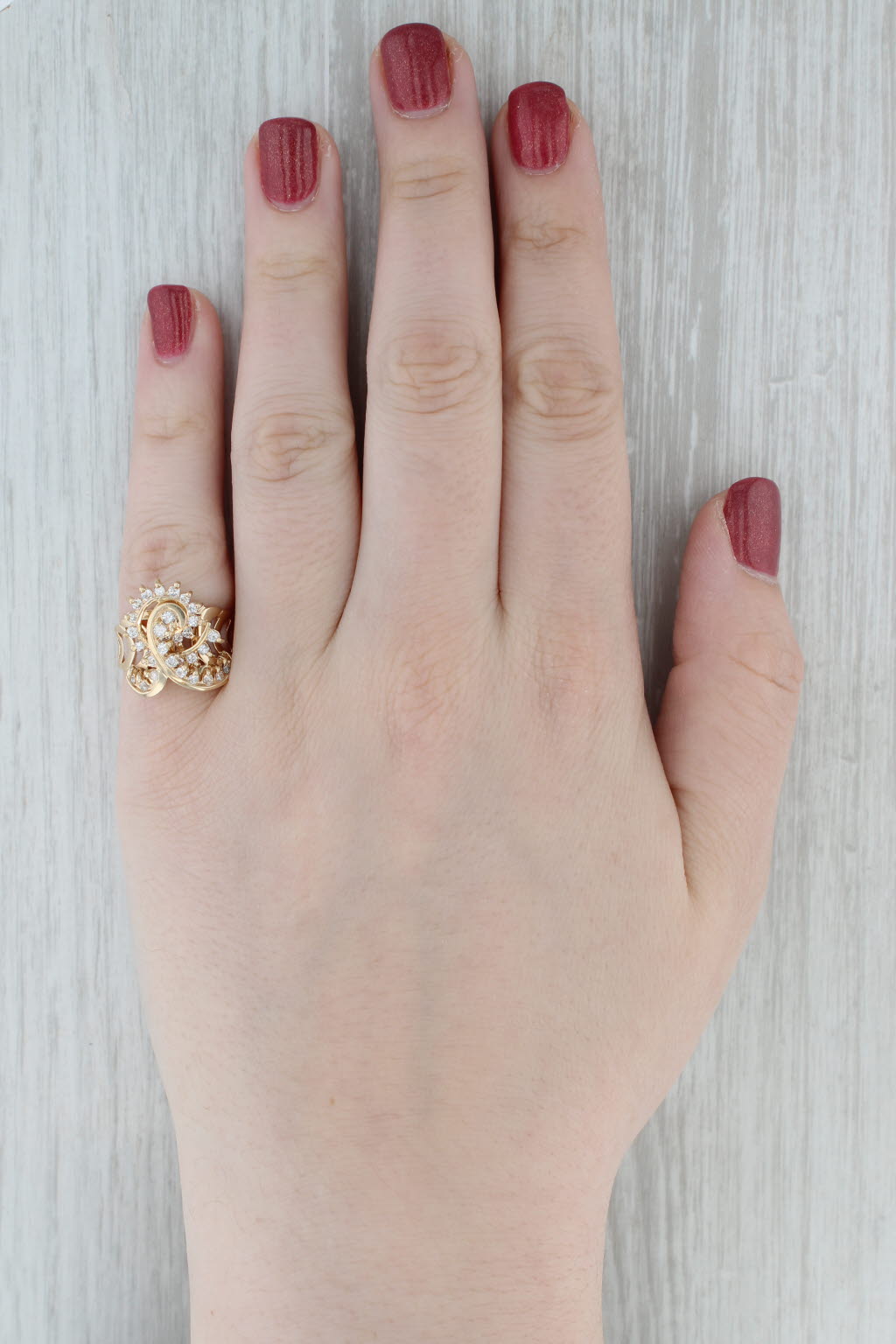 0.61ctw Rolling Spinning Diamond Swirl Ring 14k Yellow Gold Size 6.25