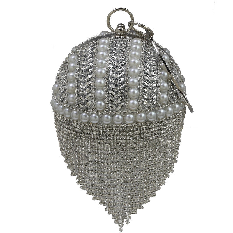 Gold Silver Pu Leather Metal Solid Color Round Evening Bags