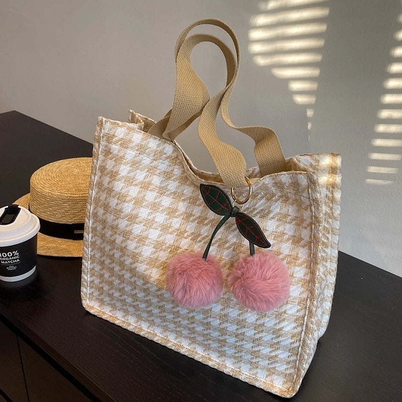 Women's Large Canvas  Vintage Style Square Open Shoulder Bag Tote Bag