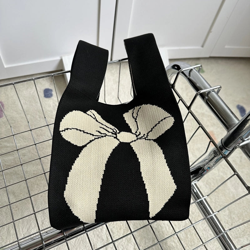 Women's Polyester Printing Color Block Cute Square Open Handbag