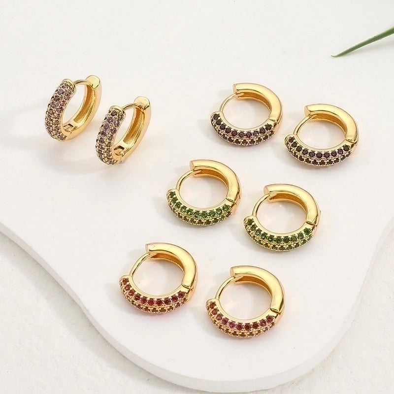 2 Pieces Minimalist U Shape Plating Inlay Copper Zircon Earrings