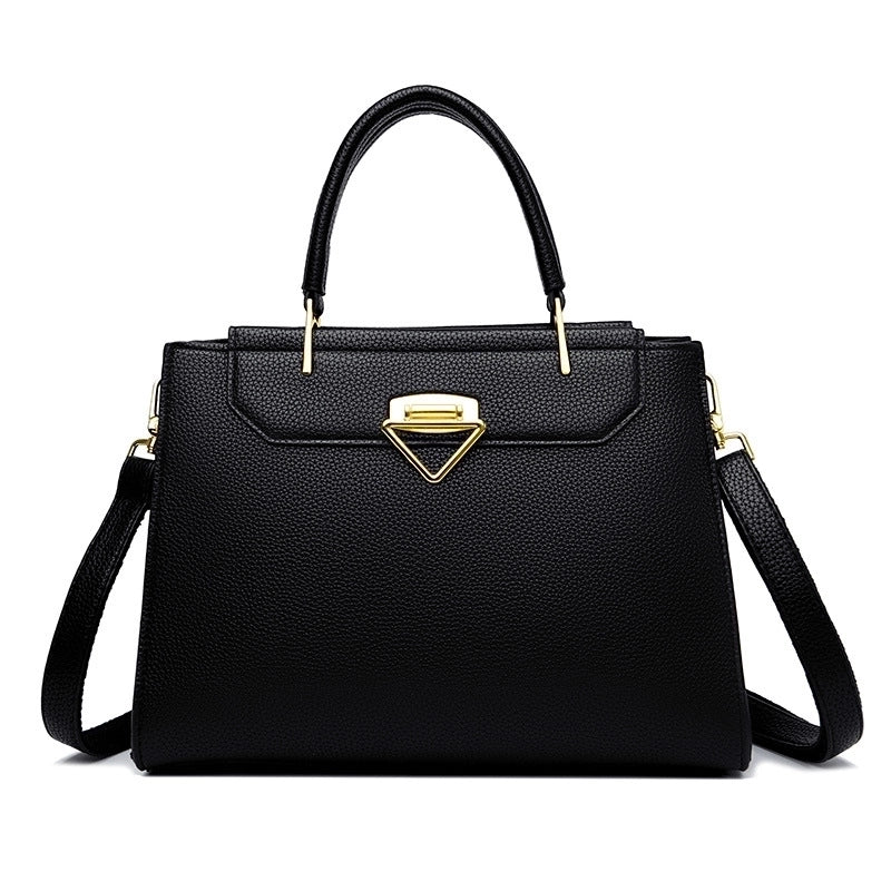 Women's Medium Pu Leather Solid Color Elegant Vintage Style Zipper Handbag