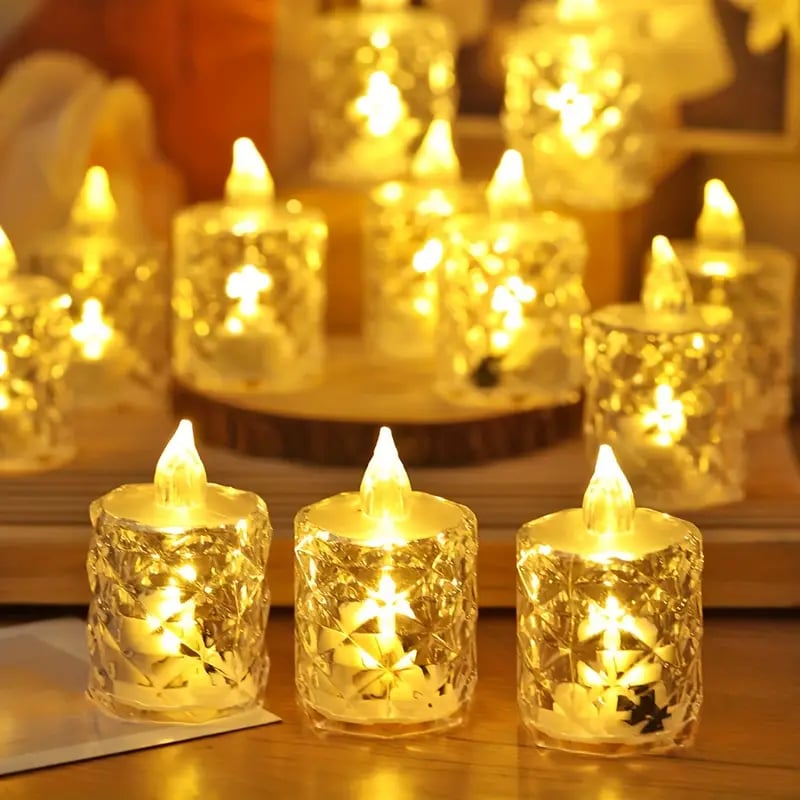 🔥3pcs/SET Crystal Flameless Candle Light